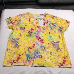NWT Exclusive Women's Bright Yellow Floral Top Size 2X